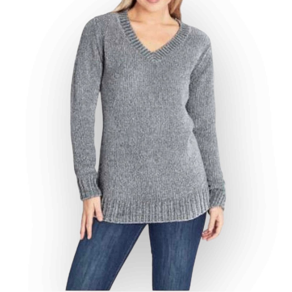 Orvis Womens Phantom Grey Chenille Tunic Sweater Size LG EUC
